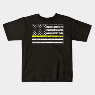 Thin Gold Line Distressed American Flag Kids T-Shirt